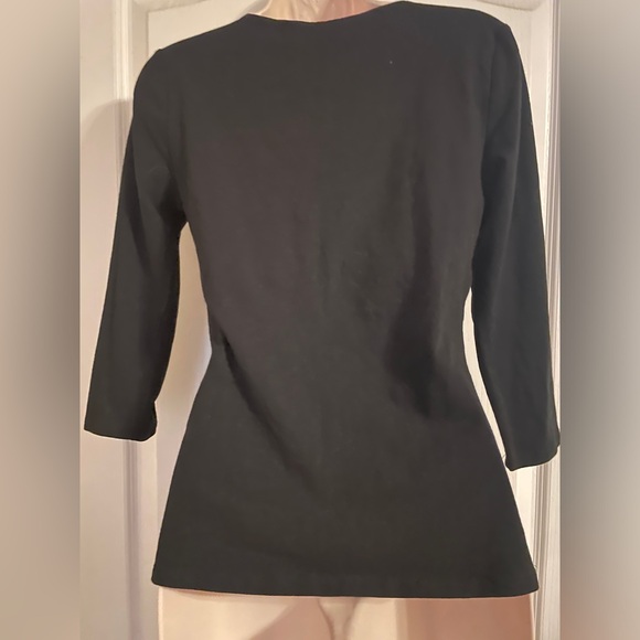 Boston Proper Black Eye Hole 3/4 Sleeve Top W/Shelf Bra Size Small Y2K - Picture 4 of 5